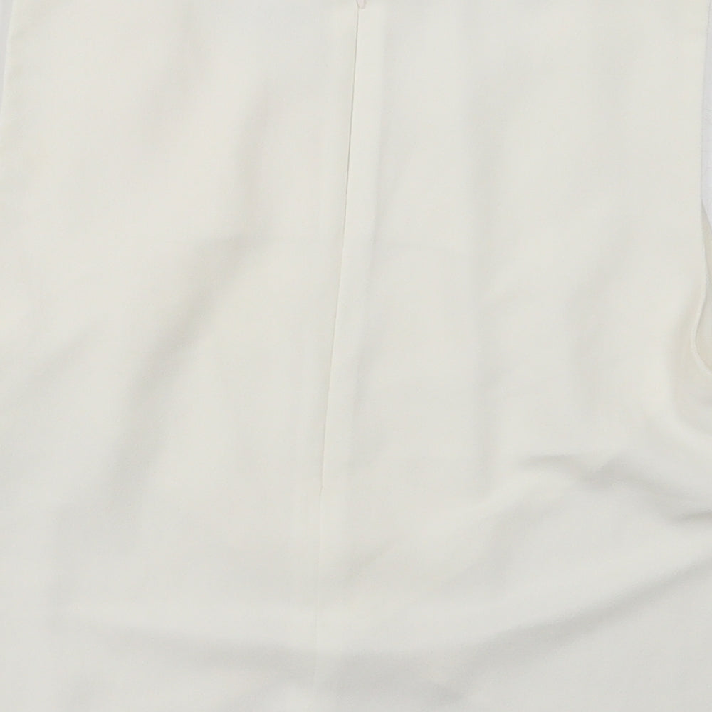 Miss Selfridge Womens White Polyester Basic Tank Size 12 Round Neck