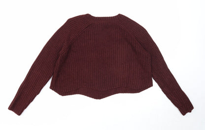 New Look Girls Purple Round Neck Acrylic Pullover Jumper Size 10-11 Years Pullover