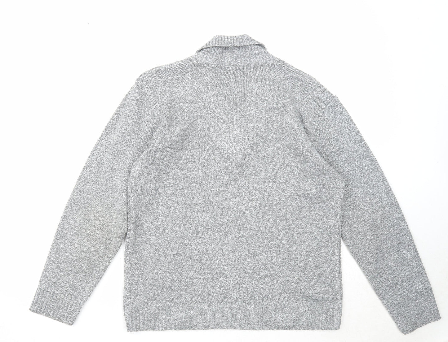 Bellisimo Mens Grey V-Neck Acrylic Pullover Jumper Size S Long Sleeve