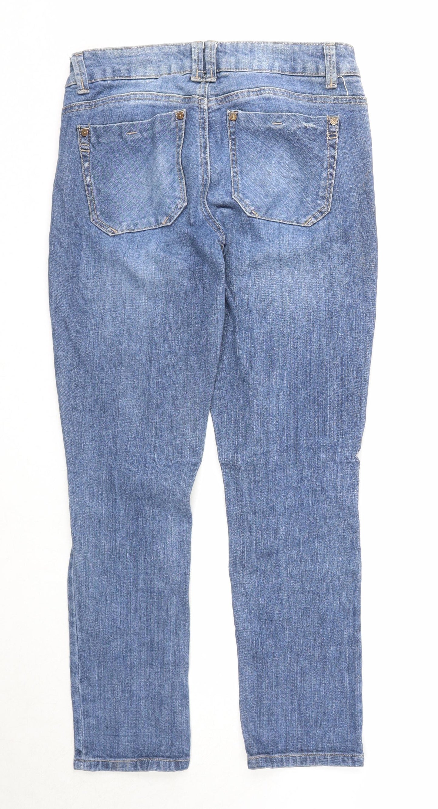 Democracy Womens Blue Cotton Straight Jeans Size 4 Regular Zip