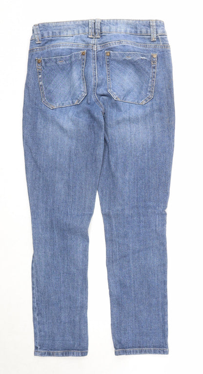 Democracy Womens Blue Cotton Straight Jeans Size 4 Regular Zip