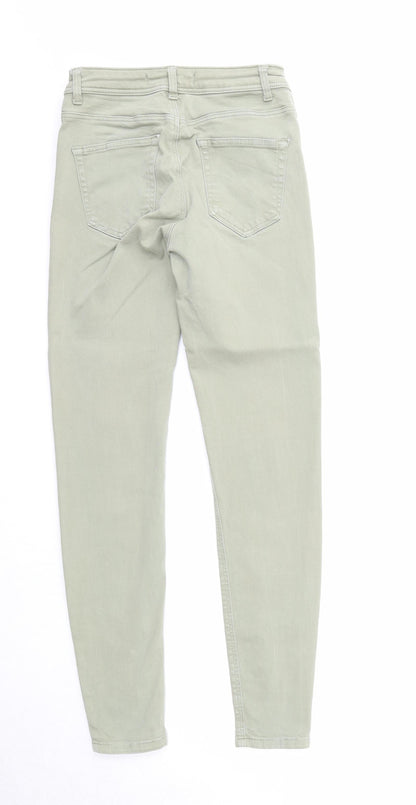 Zara Womens Green Cotton Skinny Jeans Size 8 Regular Zip - Waist 21 inches