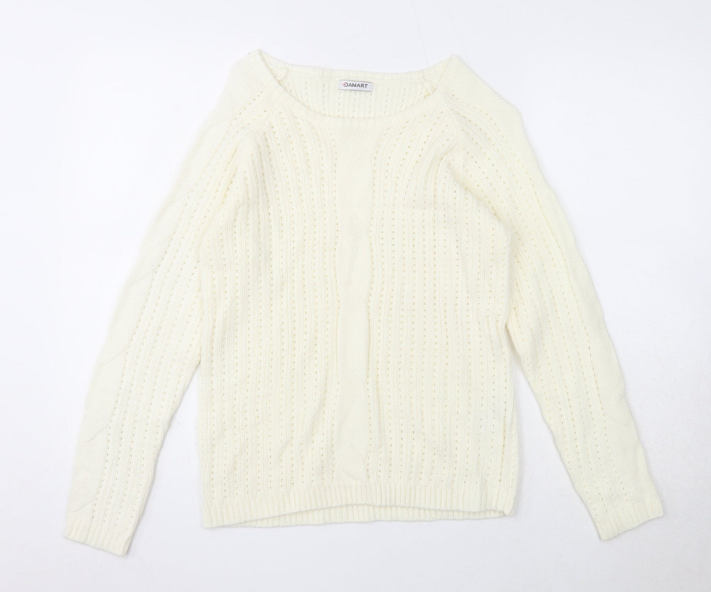 Damart Womens Ivory Boat Neck Acrylic Pullover Jumper Size 10