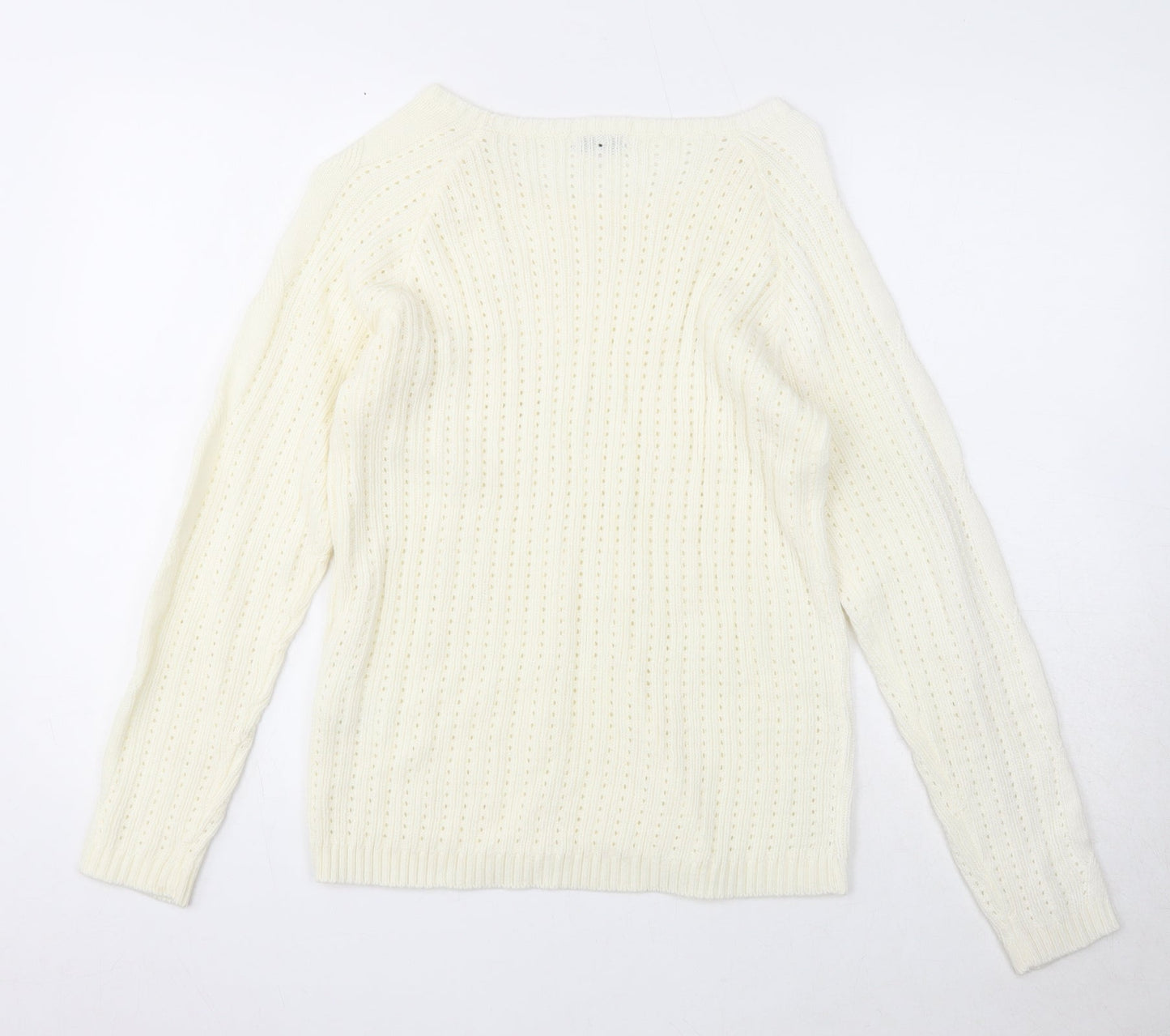 Damart Womens Ivory Boat Neck Acrylic Pullover Jumper Size 10