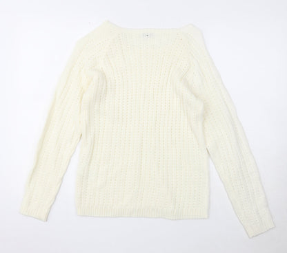 Damart Womens Ivory Boat Neck Acrylic Pullover Jumper Size 10
