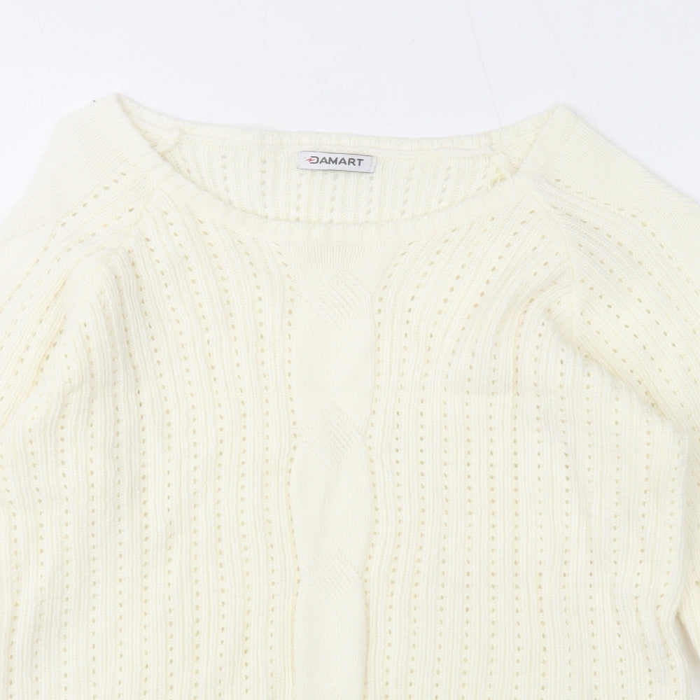 Damart Womens Ivory Boat Neck Acrylic Pullover Jumper Size 10