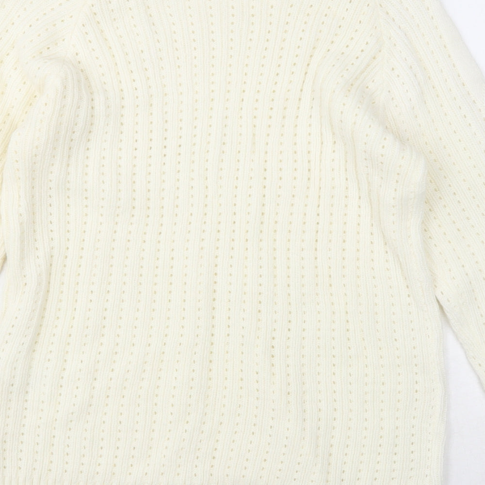 Damart Womens Ivory Boat Neck Acrylic Pullover Jumper Size 10