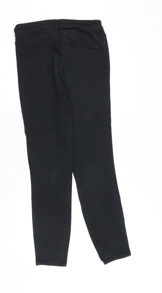 NEXT Womens Black Cotton Skinny Jeans Size 8 Regular Zip