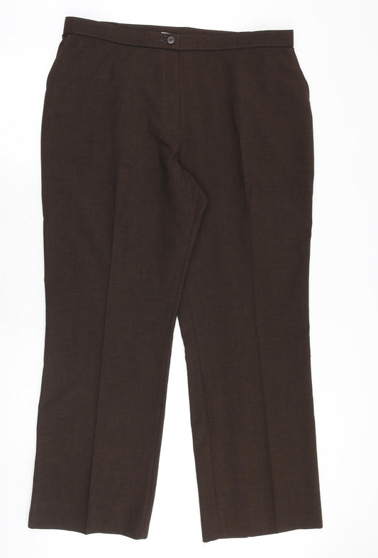 Impressions Womens Brown Polyester Trousers Size 20 Regular Button