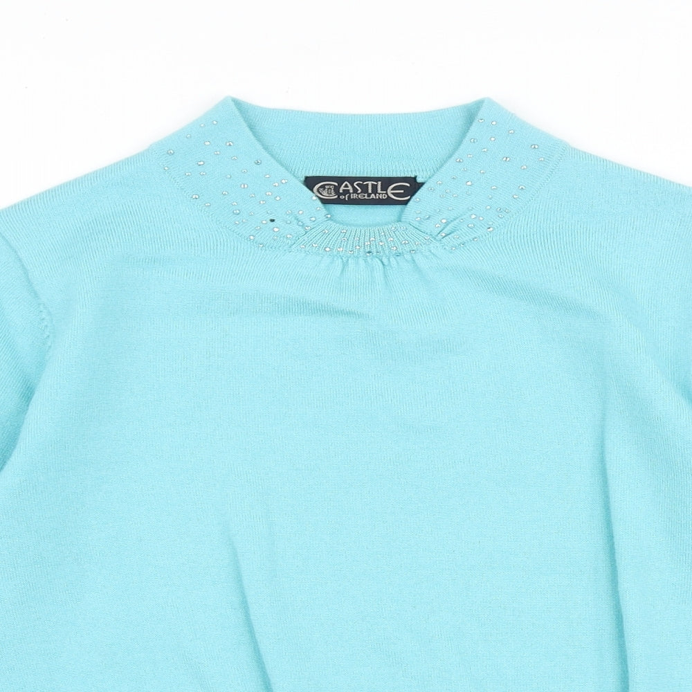 Castle of Ireland Womens Blue Round Neck Acrylic Pullover Jumper Size 12