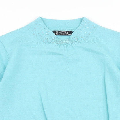 Castle of Ireland Womens Blue Round Neck Acrylic Pullover Jumper Size 12