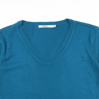Womens UK Size M M&Co Blue Pullover Jumper