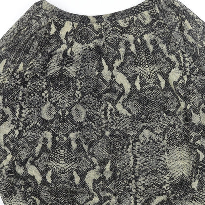 Dorothy Perkins Womens Black Animal Print Polyester Basic Blouse Size 12 V-Neck - Snakeskin Pattern