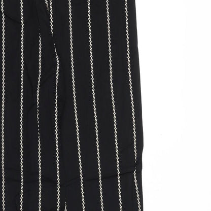 H&M Womens Black Striped Polyester Trousers Size 6 Regular
