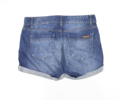 Messi Jeans Womens Blue 100% Cotton Hot Pants Shorts Size 35 in Regular Zip