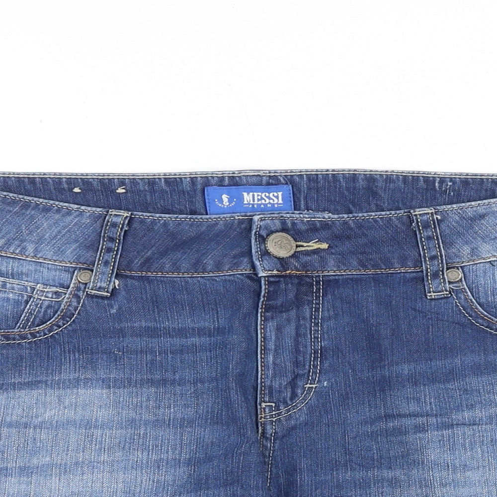 Messi Jeans Womens Blue 100% Cotton Hot Pants Shorts Size 35 in Regular Zip