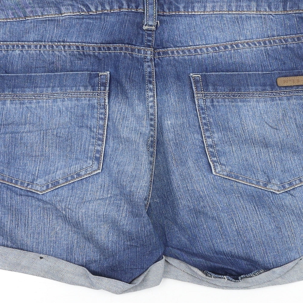 Messi Jeans Womens Blue 100% Cotton Hot Pants Shorts Size 35 in Regular Zip