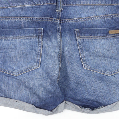 Messi Jeans Womens Blue 100% Cotton Hot Pants Shorts Size 35 in Regular Zip