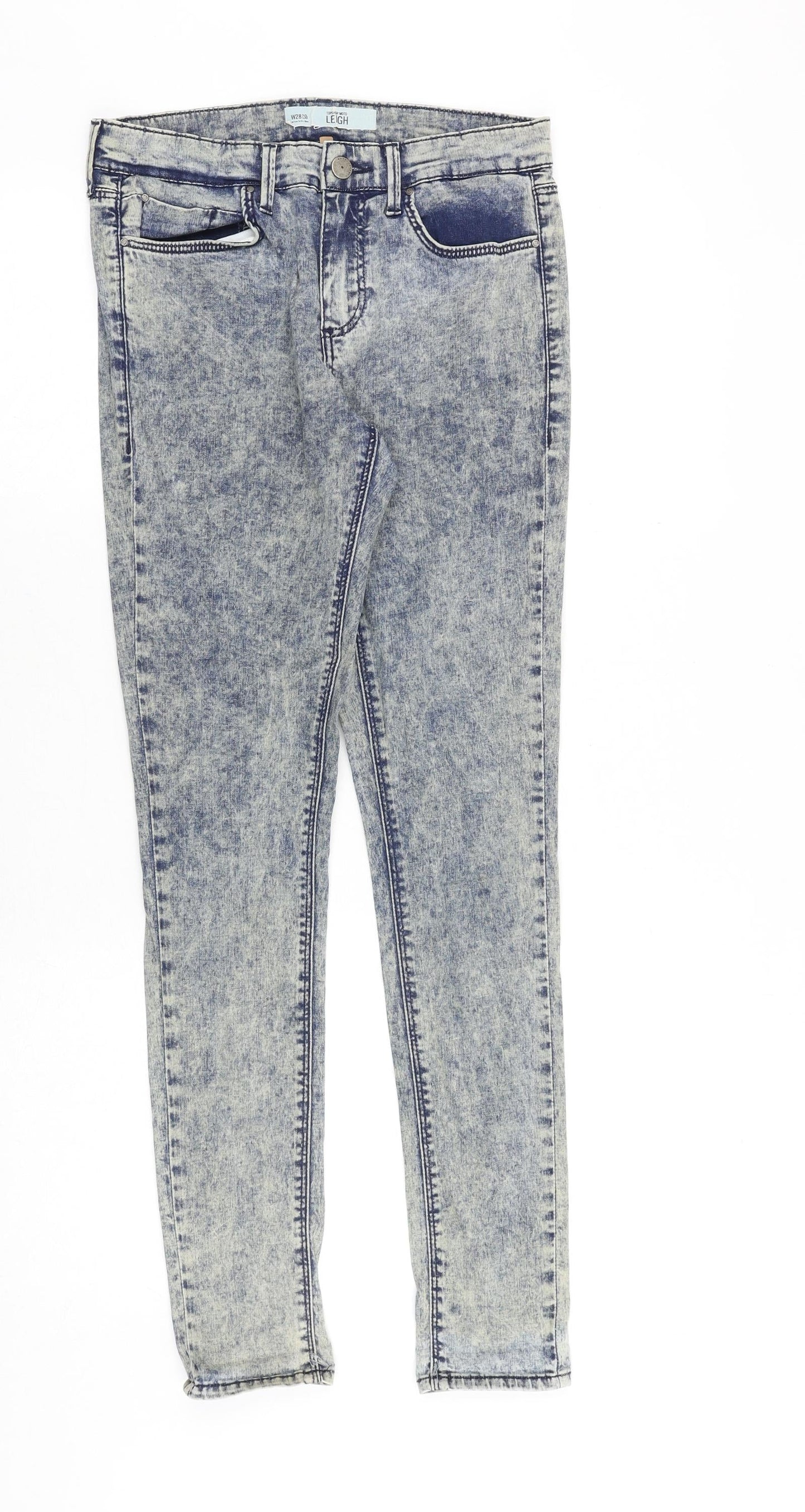 Topshop Womens Blue Cotton Skinny Jeans Size 28 in Regular Zip