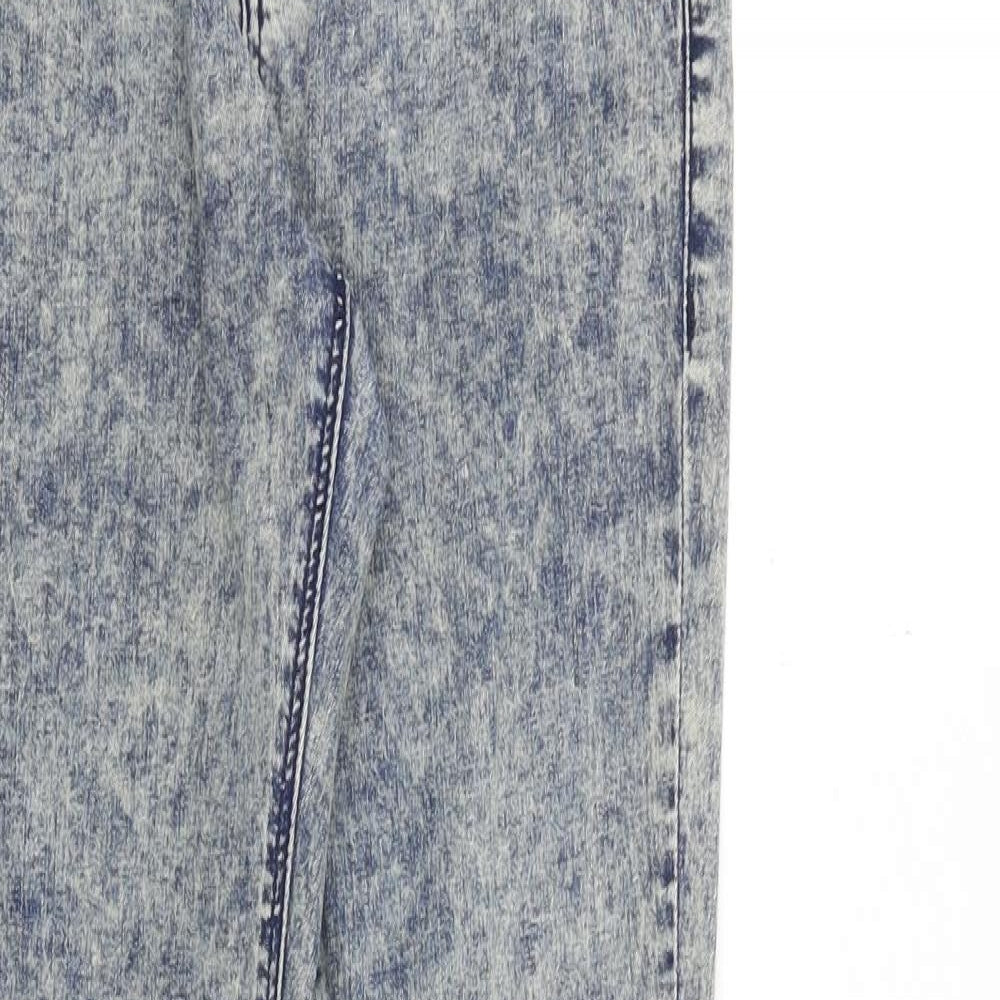 Topshop Womens Blue Cotton Skinny Jeans Size 28 in Regular Zip