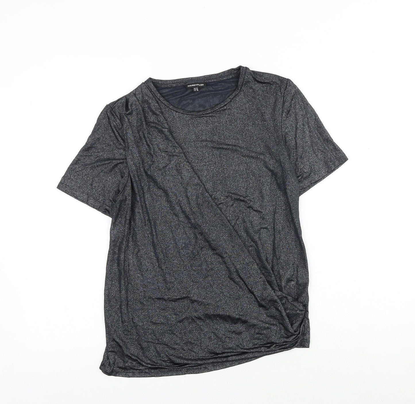 Womens UK Size 10 Warehouse Grey Basic T-Shirt