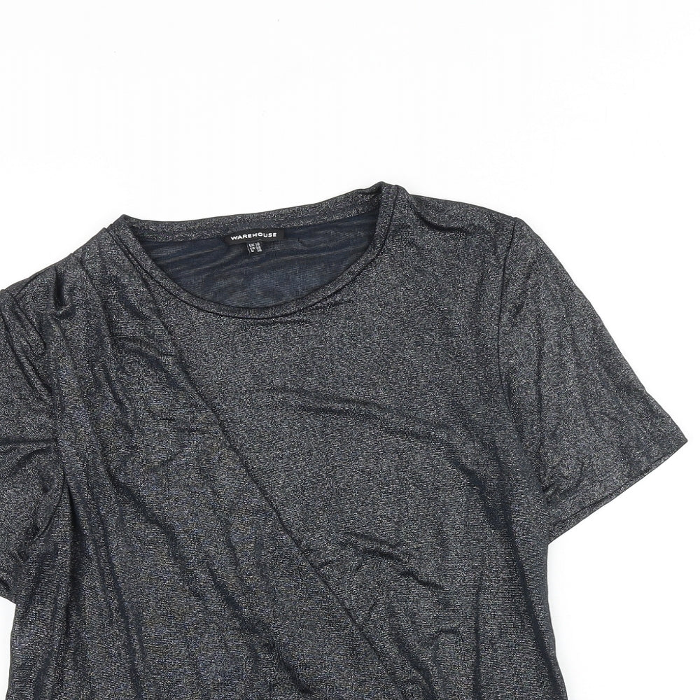 Womens UK Size 10 Warehouse Grey Basic T-Shirt