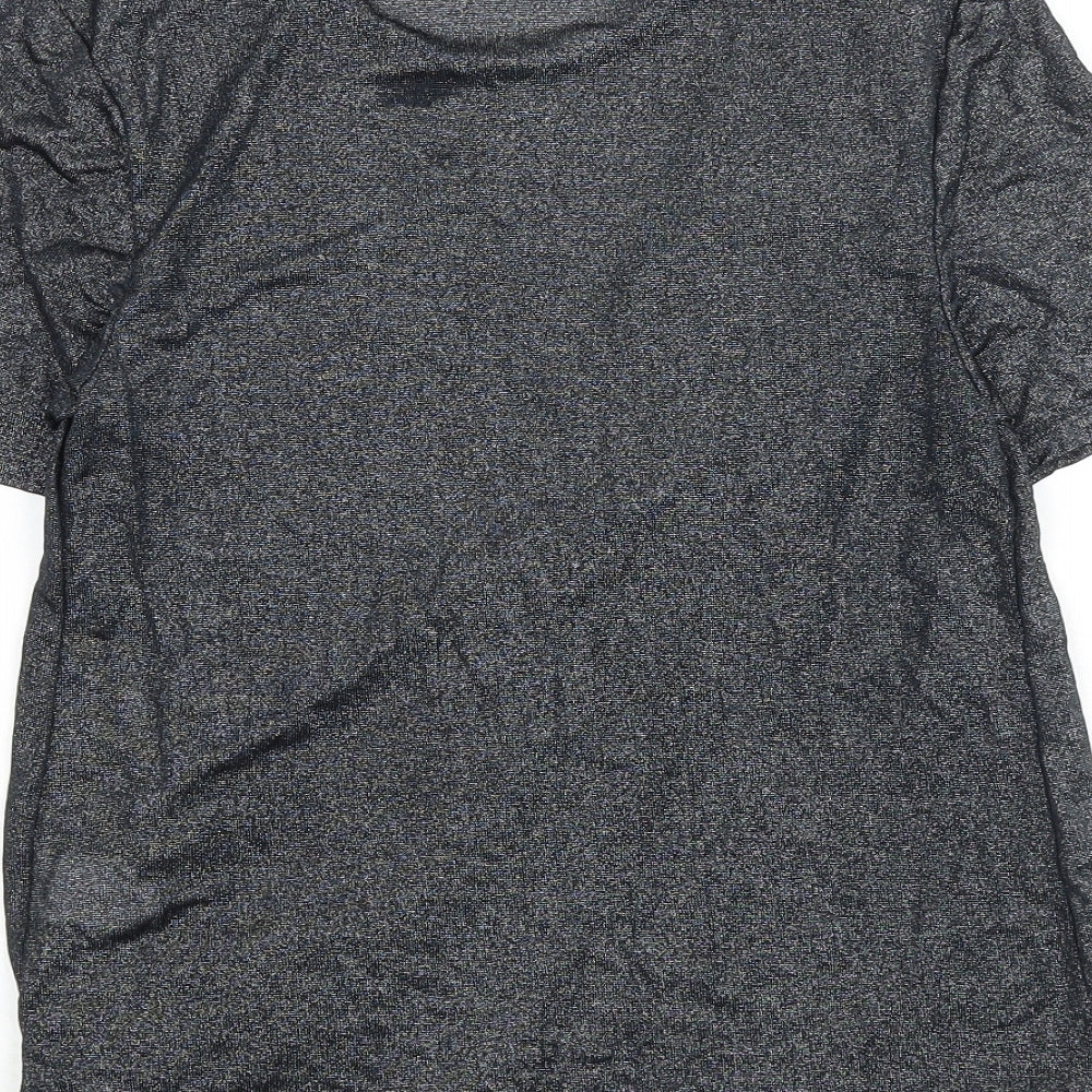 Womens UK Size 10 Warehouse Grey Basic T-Shirt