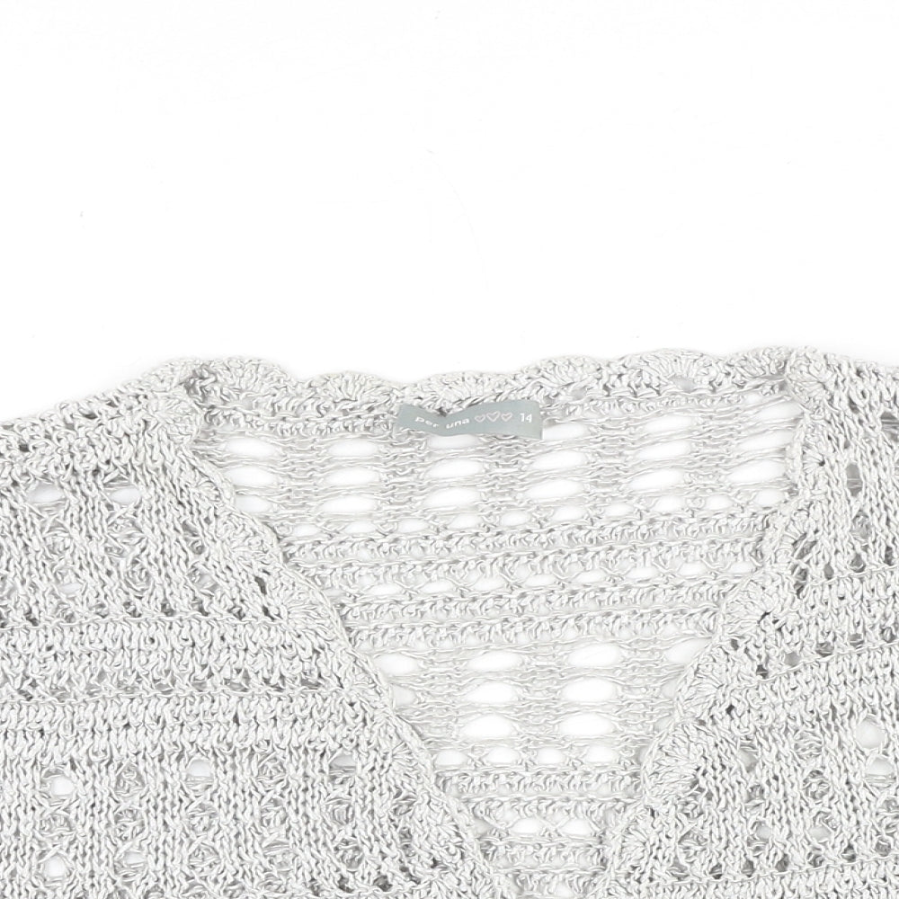 Womens UK Size 14 Marks and Spencer Silver Cardigan Jumper