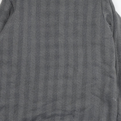 Anne De Lancy Womens Grey Herringbone Pea Coat Coat Size L Button