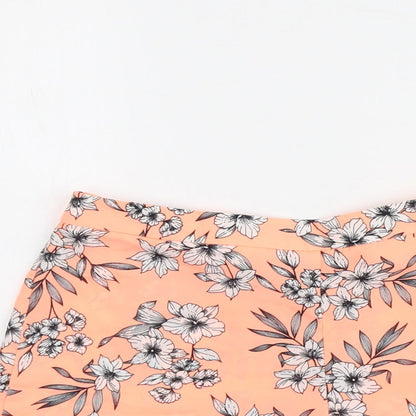 New Look Girls Orange Floral Polyester Mom Shorts Size 13 Years Regular Zip