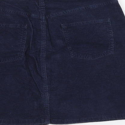 Marks and Spencer Womens Blue Cotton A-Line Skirt Size 10 Button