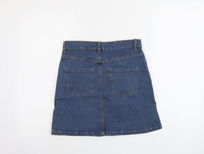 Premium Denim Womens Blue Cotton A-Line Skirt Size 28 in Button