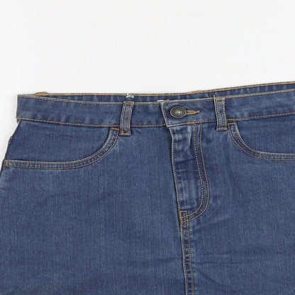 Premium Denim Womens Blue Cotton A-Line Skirt Size 28 in Button
