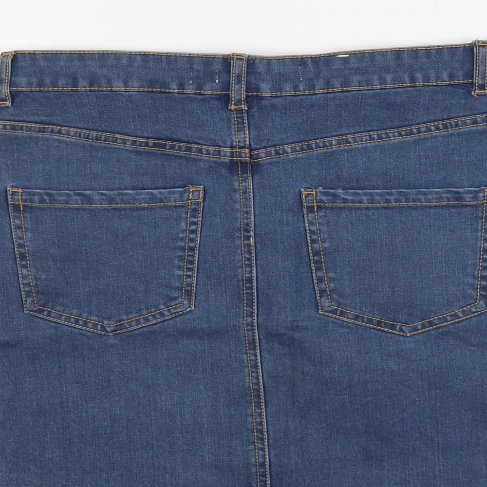 Premium Denim Womens Blue Cotton A-Line Skirt Size 28 in Button
