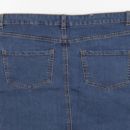 Premium Denim Womens Blue Cotton A-Line Skirt Size 28 in Button