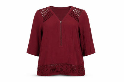 Warehouse Womens Red Viscose Basic Blouse Size 14 V-Neck