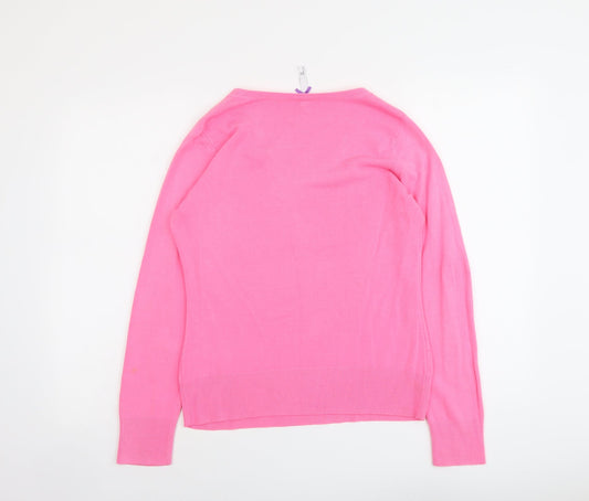 BHS Womens Pink V-Neck Acrylic Pullover Jumper Size 10