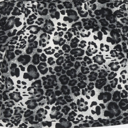 Izabel Womens Grey V-Neck Animal Print Polyester Cardigan Jumper Size S - Leopard Pattern