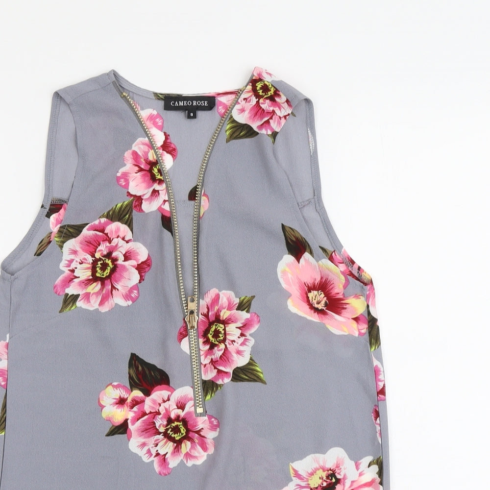 Womens UK Size 8 Cameo Rose Grey Basic Tank