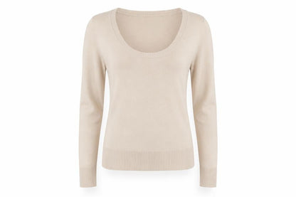 Sarah Hamilton Womens Beige Scoop Neck Acrylic Pullover Jumper Size L