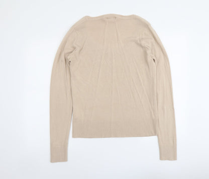 Sarah Hamilton Womens Beige Scoop Neck Acrylic Pullover Jumper Size L