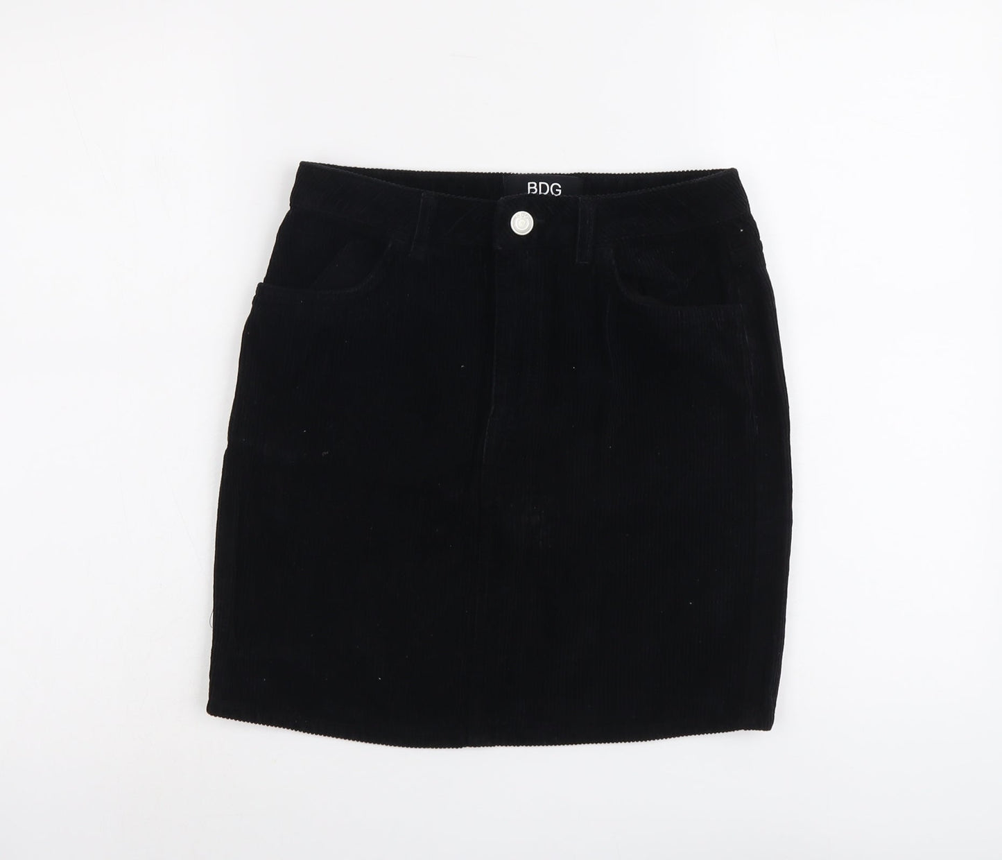 BDG Womens Black Cotton A-Line Skirt Size S Button
