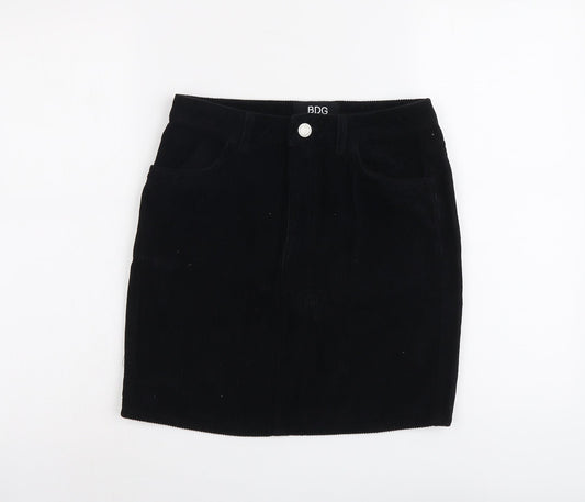 BDG Womens Black Cotton A-Line Skirt Size S Button