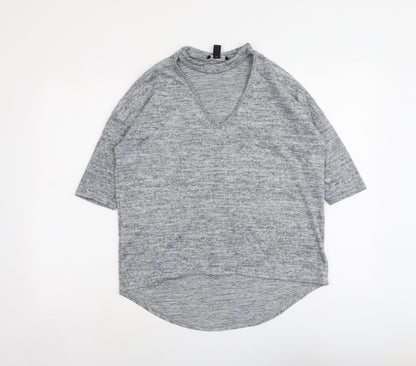 Womens UK Size S New Look Grey Basic T-Shirt