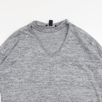 Womens UK Size S New Look Grey Basic T-Shirt