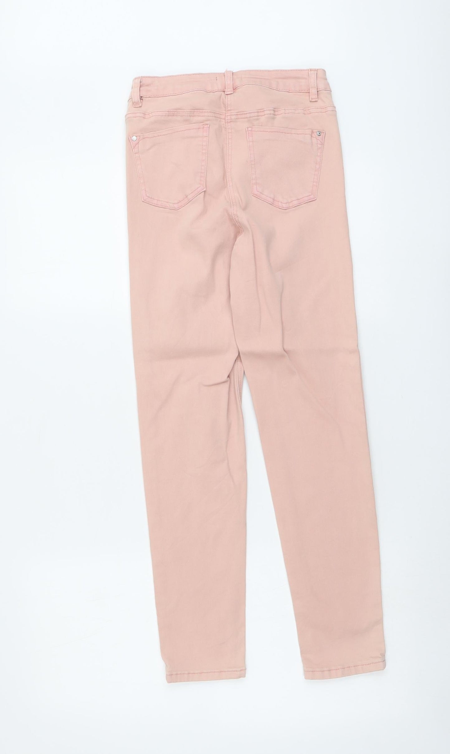 M&Co Womens Pink Cotton Skinny Jeans Size 8 L26 in Regular Button