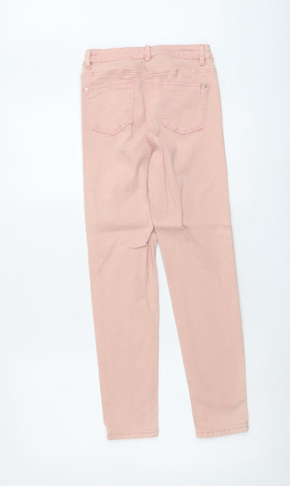 M&Co Womens Pink Cotton Skinny Jeans Size 8 L26 in Regular Button