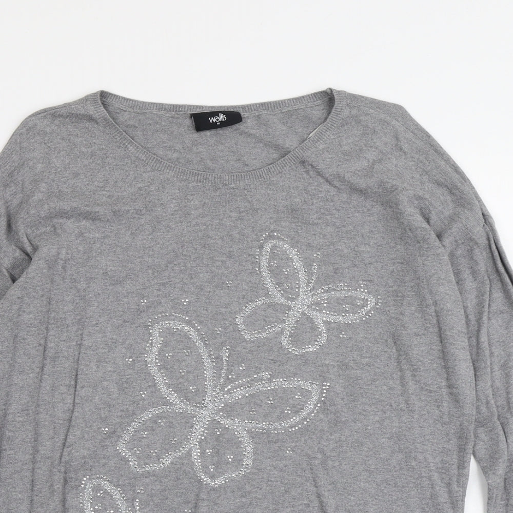 Womens UK Size M Wallis Grey Pullover Jumper