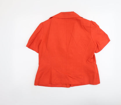 CC Womens Orange Linen Jacket Blazer Size 14