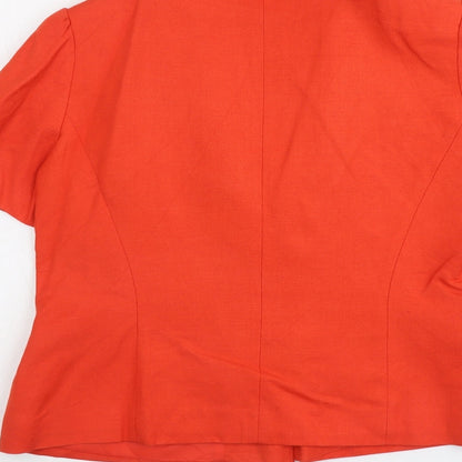 CC Womens Orange Linen Jacket Blazer Size 14